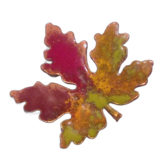 Vintage Mid Century Enamel on Copper Maple Leaf Brooch - Picture 1 of 4